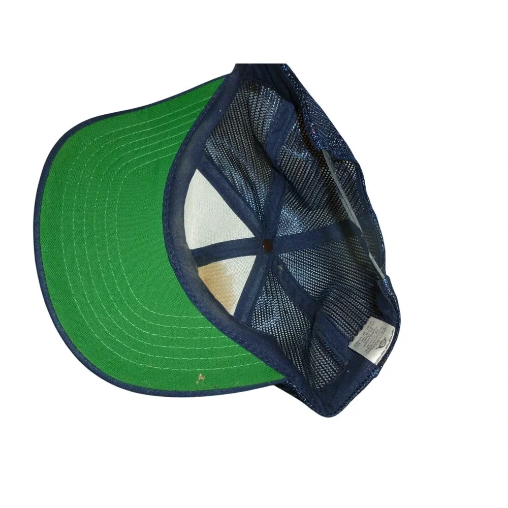 Vintage Peterbilt Trucker Hat Navy Blue Mesh Snapback Logo Patch Made in Korea